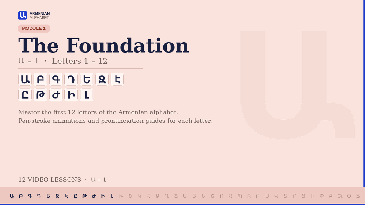 "Armenian Alphabet Module 1 – The Foundation course cover"